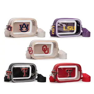 [March Madness]NCAA Clear Crossbody Bag for Women– Lightweight Stadium Handbag with Adjustable Strap, Card Pocket & Team Logo, Perfect for Game Day Essentials, Sports Fans, School Events & Casual Everyday Use 016
