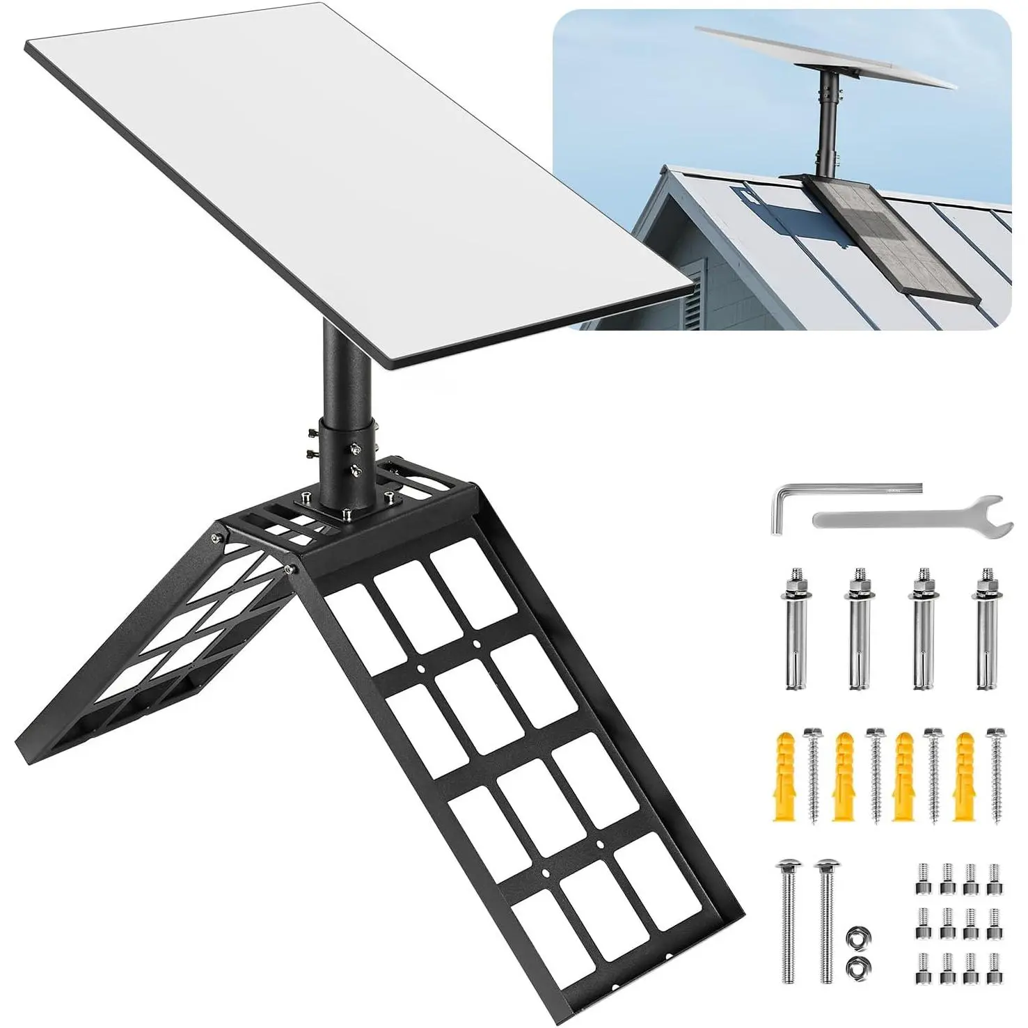 VEVOR Starlink Gen 3 Roof Mount, 45°-135° Adjustable Angle & Range Roof Ridge Pole Adapter, High-Strength Steel Pipe Kit for Starlink Setup, Weatherproof, Easy Assembly, Black, Compatible with Gen3/V3