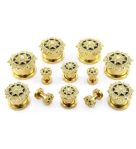 Royal Golden Opalite Top Stainless Steel Plugs