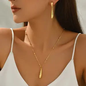 Women's Geometric Teardrop Necklace Set, Versatile Unique Jewelry, Accessories for Women (Sports & Outdoor Accessories)