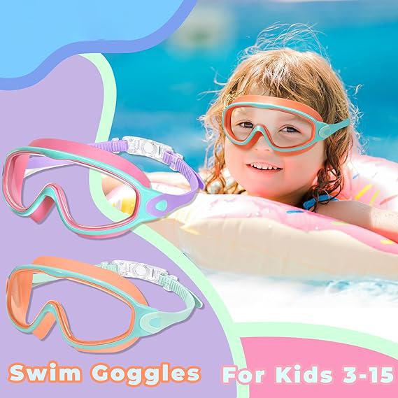 Kids Swimming Goggles Anti-Fog Wide Vision, 2 Counts/set Goggles with Earplugs, Comfortable Silicone Material for Boys & Girls, Diving Swimming Goggles for Pool Beach Training Water Sports Use Kids Swimming Goggles Anti-Fog Wide Vision, 2 Counts/set Goggles with Earplugs, Comfortable Silicone Material for Boys & Girls, Diving Swimming Goggles for Pool Beach Training Water Sports Use