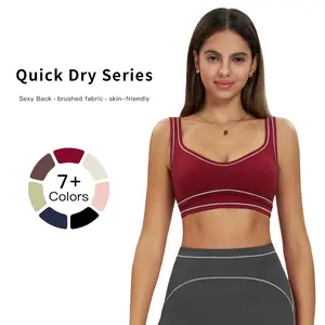 MFVIM women’s solid wireless tank-style sports bra, wireless breathable comfortable high-elasticity sports bra, women’s fitness gym yoga sportswear