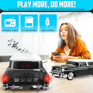 WATER WS-1955 classic car Bluetooth portable speaker, with LED screen, USB interface, AUX interface, FM radio function, rechargeable, suitable for indoor/outdoor parties and other occasions.