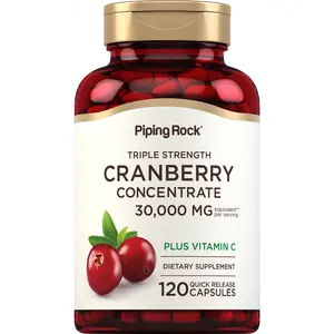 Piping Rock Cranberry Pills | 30,000 mg | 120 Capsules | Supplement For Women & Men | Triple Strength Concentrate Extract Plus Vitamin C | Non-GMO, Gluten Free