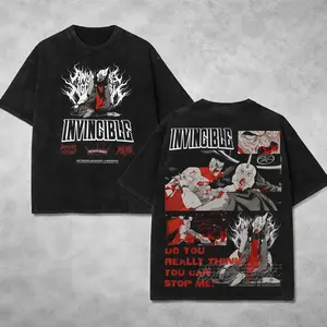 Washed Tee Omni- Man, Retro 2000s Animated Invincible Inspired Graphic T-Shirt - Dark Comic Superhero Fan Cotton Tee, Conquest, MarkGayson