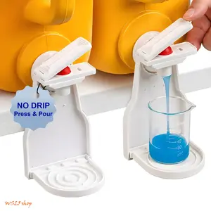 Upgraded Laundry Detergent Dispenser with Drip Tray, Easy Pour Nozzle & Cup Holder, Spill-Free Liquid Organizer for Laundry Room, Laundry Station Accessories, Anti-Drip & Easy Switch Design