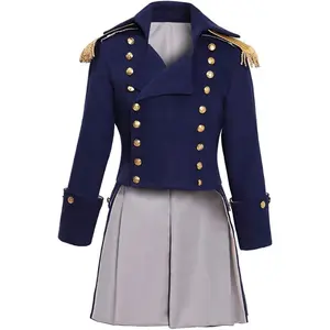 Men‘s 18th Century Navy Tuxedo Coat Colonial Military Jacket Regency Costume