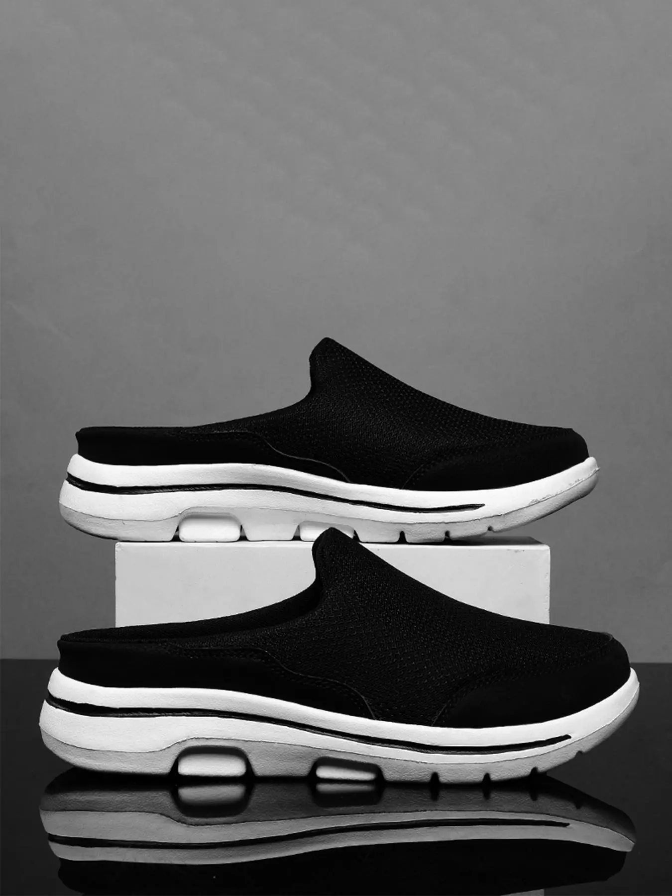Men's Random Print Mesh Slip on Slides, Slip on Mules, Mule Slides, Thick Bottom Slippers, Casual Comfortable Breathable Slip on Shoes, Lightweight Slip on Shoes for Daily Wear, Boy