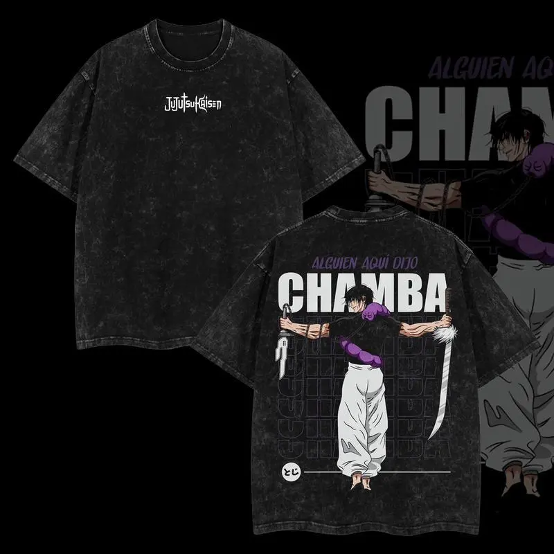 Toji Anime Acid Washed Cotton T-Shirt Premium Fit Must Have for Anime Fans 100% Premium Cotton 230gsm Comfortable Soft Feel and Durability Classic Look with Modern Twist Sizes S-5XL Menswear Seamless Alguien Aqui Ojo Chamba Design