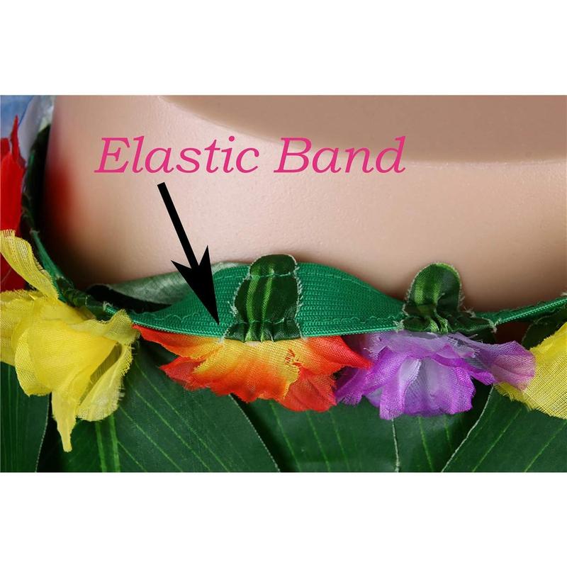 Leaf Hula Skirt and Hawaiian Leis Set Grass Skirt with Artificial Hibiscus Flowers for Hula Costume and Beach Party Womenswear Clothes