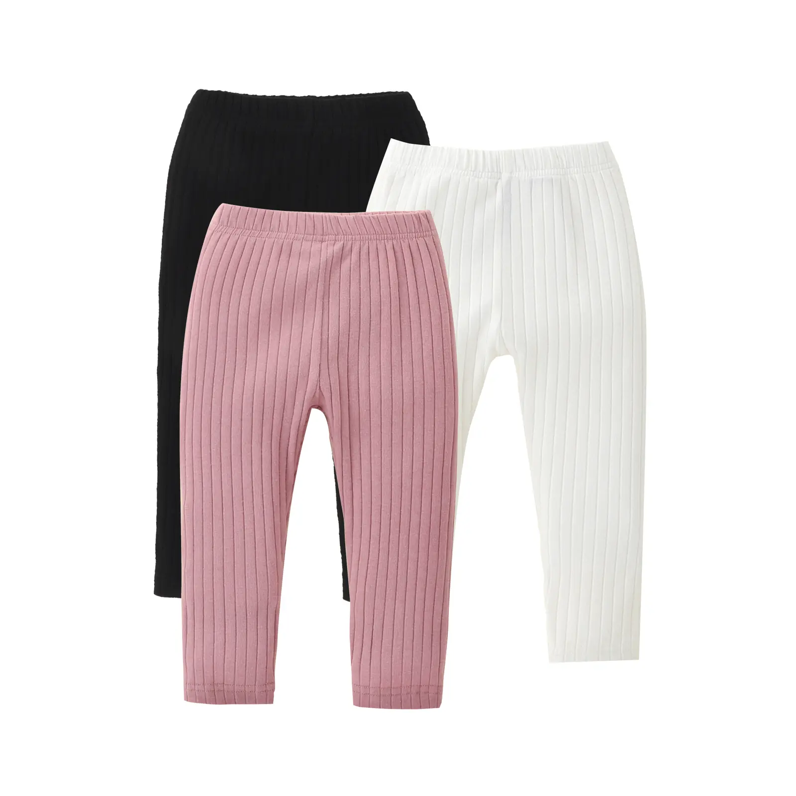 Newborn Boy Girl Ribbed Knitting Leggings Pants Unisex Baby Solid Color Elastic Waist Cotton Trousers