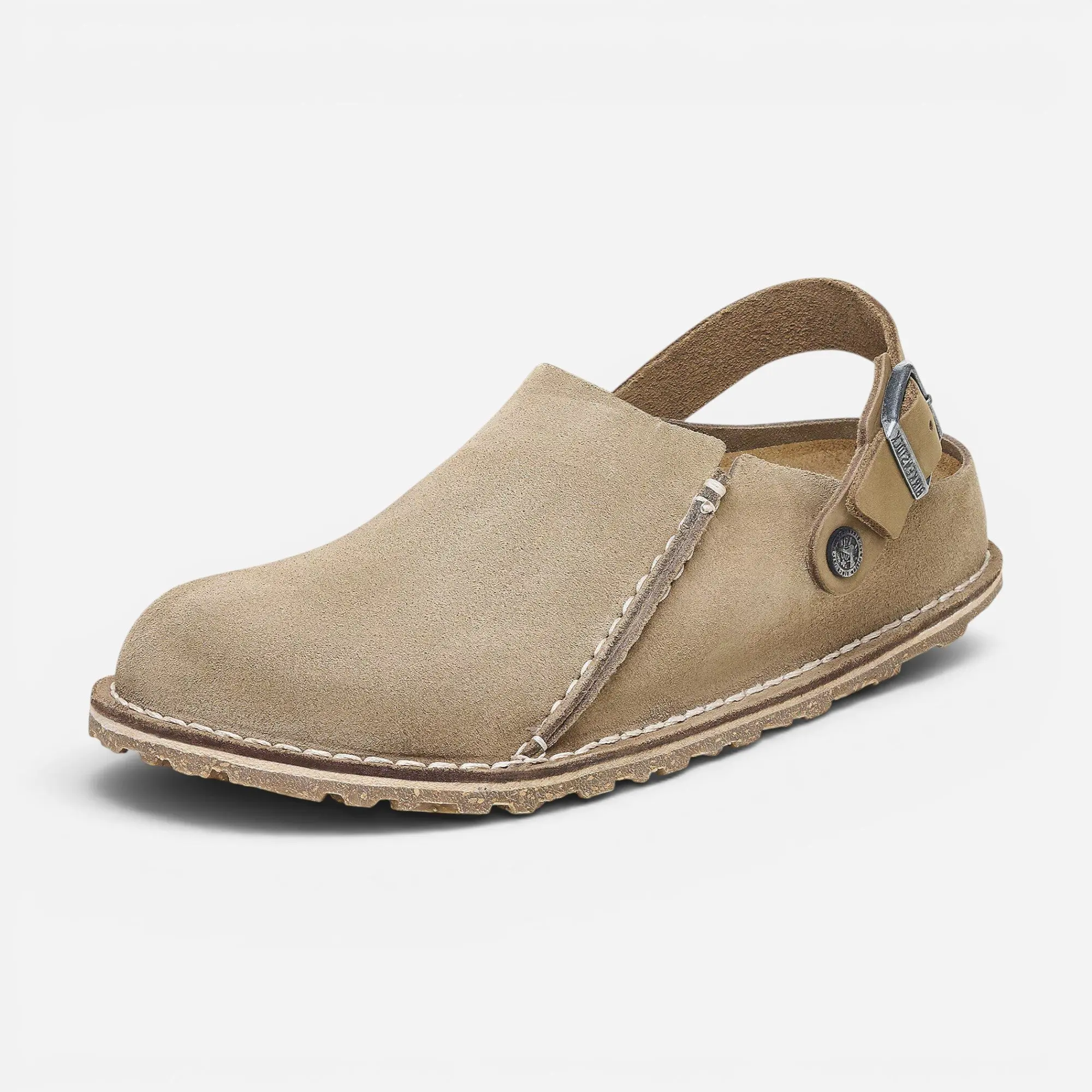 Lutry Grey Taupe Suede Leather Narrow