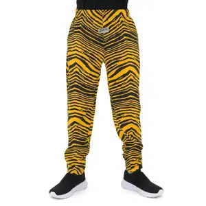 Zubaz Unisex Youth Z88 2 Color Zebra Pant, Black/Gold, 4/5