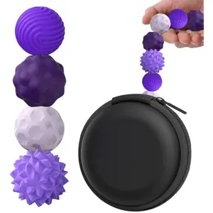 Silicone Fidget Balls - 4 Pack Magnetic Balls Fidget Toys Adults Sensory Toys Stress Balls for Adults Teens Gifts for Calming, Classroom Office ,Fun Textures Gadgets,Office Desk Toy,Stocking Stuffers for Women Men