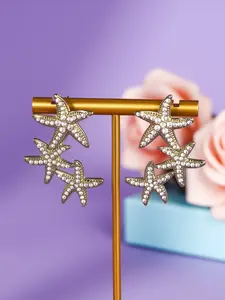 Women's Ocean Style Starfish Earrings, Ocean Vibes Dangles, Trendy Nautical Jewelry for Daily Wear, Unique Summer Accessory for Ladies
