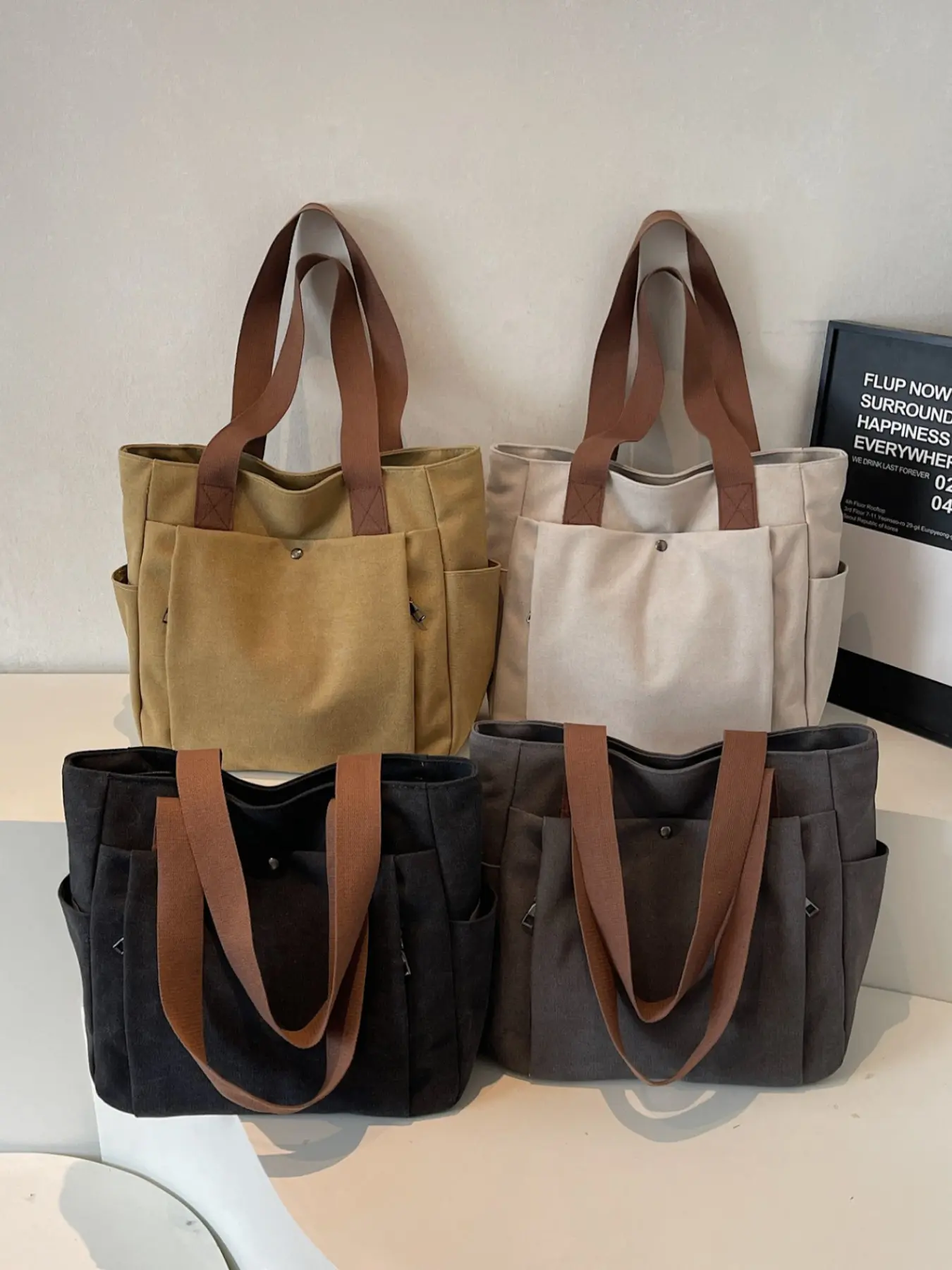 Thick Canvas Commuter Tote Bag, Casual Artistic Student Handbag, Simple Shoulder Bag, Daily Use, Durable & Stylish Design, Elegant Commuter Bag, Daily Commuting Bags