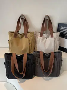 Thick Canvas Commuter Tote Bag, Casual Artistic Student Handbag, Simple Shoulder Bag, Daily Use, Durable & Stylish Design, Elegant Commuter Bag