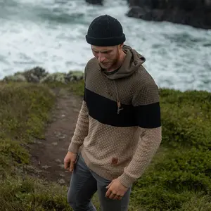 2026 Men's Hooded Sweatshirt Tricolor Long Sleeve Solid Knitted Hoodie Pullover Sweater Casual Streetwear Comfortable Top for Fall Winter Daily Wear Loungewear, men knitwear, fashion sweater, men pullover