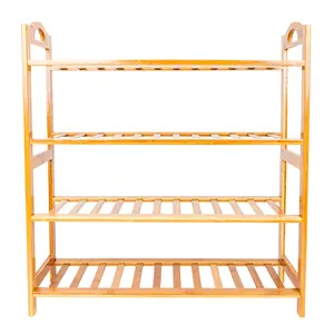 Karl Home 12-Batten 4-Tier Bamboo Shoe Rack (Wood Color)