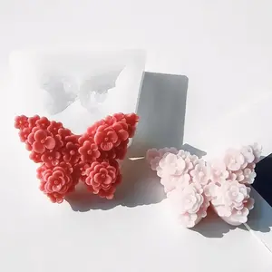 Butterfly Flower Silicone Mold for DIY Aromatherapy Candles, Ideal for Plaster Craft and Decoration Projects, Multi-Functional Silicone Tool, Easy Release, Durable Material