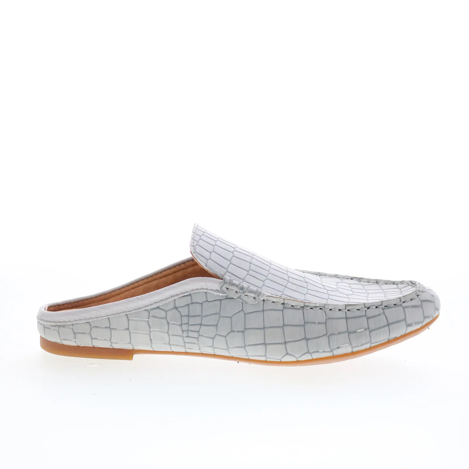 Born Capricorn F57722 Womens Gray Leather Slip On Mule Flats Shoes