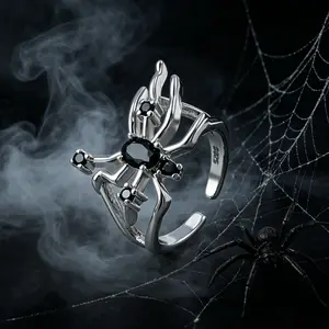 Spider Web Open Ring | Punk Gothic Jewelry for Halloween Daily Wear