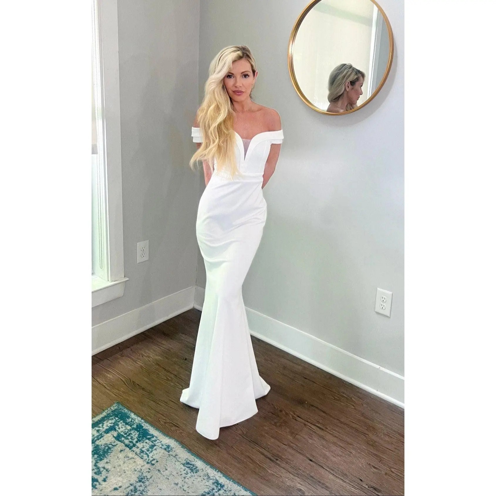 Simple Classic Trumpet Off Shoulder Wedding Dress