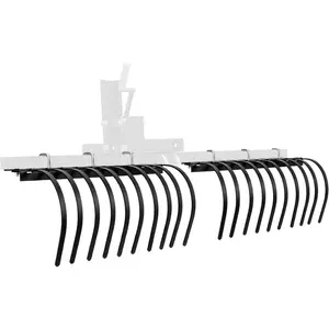20-Tine Landscape Rake for ATV/UTV, 40Cr+Q235 Alloy Steel Rock Rake, 1-Point Split Design Implement for Leveling, Debris Removal, Seed Bed Prep (Black)