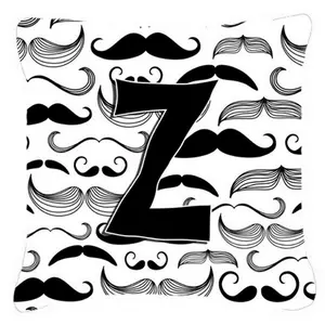 212 MAIN Initial Letter Z Moustache Print Polyester Decorative Pillow - Fade Resistant, Machine Washable, Indoor-Outdoor Soft Furnishings Textile Accessory