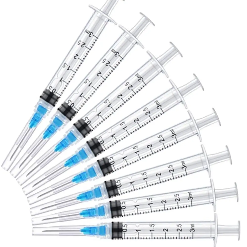 50 Pack 3ml 23 Gauge Luer Lock Syringes with 25Ga 23Ga 22Ga 21Ga 18Ga Needles Individually Sealed Lab Consumables