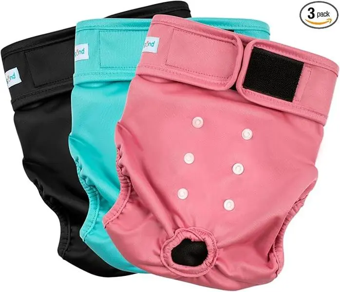 Washable Reusable Female Dog Period Diapers for Heat Doggie Puppy Diapers for Female Dogs (3 Pack,X-Small)
