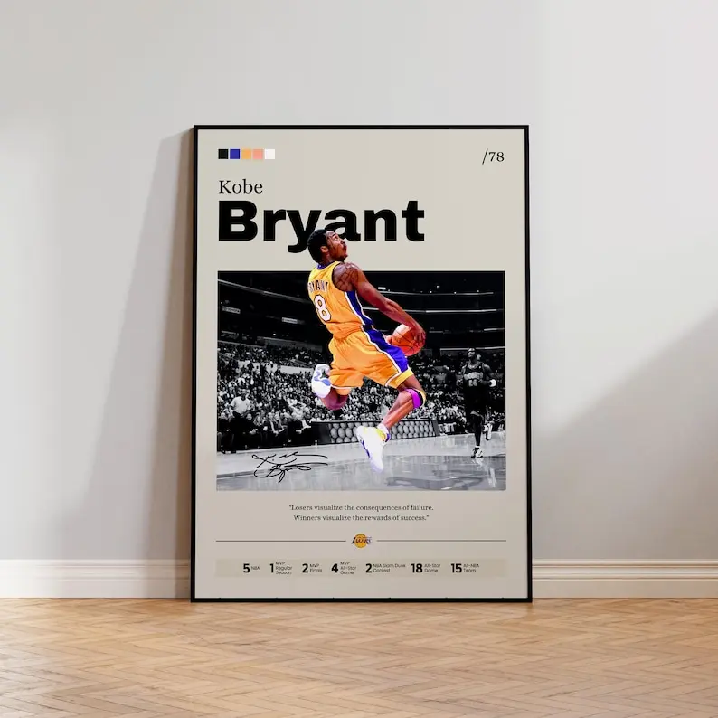 Kobe Bryant Legend Black Mamba Tribute High-Res Fade-Resistant Graphic Print Poster, Men's Room Office Aesthetic Wall Decoration, Sports Memorabilia, Motivational Picture Image Print, Satisfaction Guaranteed