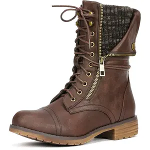 Dream Pairs Women's Chunky Low Heel Ankle Lace Up Booties