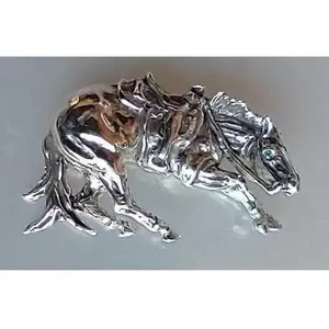 Cutting Horse Pendant and Chain  Sterling Silver Necklace.  Outstanding design by Beverly Zimmer, Forge Hill Sculpture
