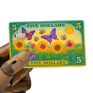 Sunflower $5 Bill Credit Card Sticker Adhesive Vinyl Skin Wrap for Debit & Credit Cards Featuring Butterflies and Bees Design