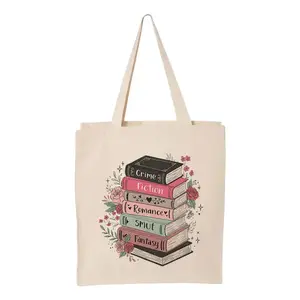 Floral Book Genre Stack Tote Bag