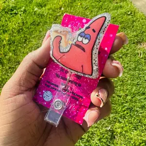 PAT Me Hoy Minoy Hospital ID Healthcare Worker Purewick Lab Nurse Xray Pharmacy Reg  Glitter Acrylic Badge Clip Nurse Badge Reel DoodleBob