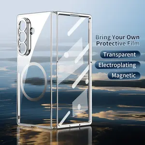 Suitable for Samsung Z Fold7/6/5 phone case, electroplated case with integrated film, wireless charging, magnetic attraction, 4/3 high transparency, anti-drop case