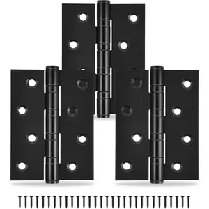 3-Pack Black Door Hinges, 4 Inch Heavy Duty Stainless Steel Hinge for Interior Exterior Doors, Max Loading 150LB, Matte Black Ball Bearing Hinges with Screws, Smooth and Quiet