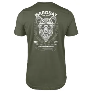 Men's Short-Sleeve Round Neck Basic Cotton Graphic T-Shirt - MKC WARGOAT Casual Top with Strike First, Strike Fast Design