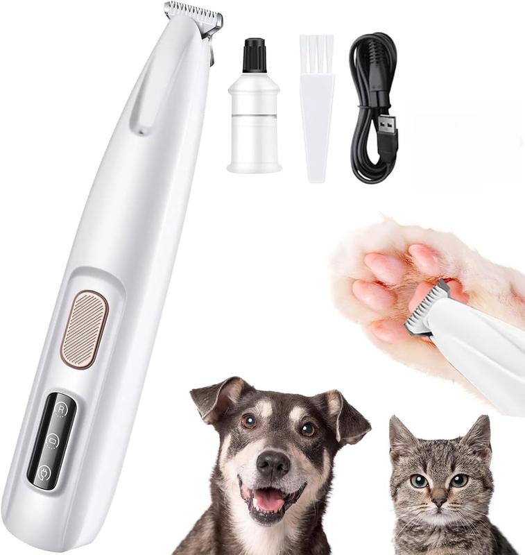 Rechargeable Pet Hair Trimmer Kit, Pet Paw Trimmer, Cordless Quiet Dog Trimmer for Grooming with LED Light, Small Dog Grooming Clippers for Dogs & Cats, Pet Grooming Tool,Waterproof, low noise pet shaver