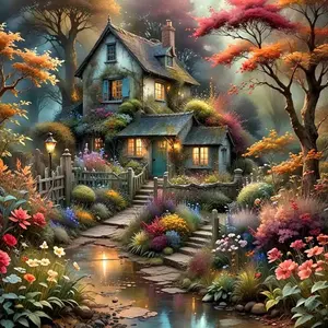 New! Best-Selling DIY 5D Diamond Painting Kit, Forest Cabin Theme, Full Drill Mosaic Craft, Home Wall Decor Gift