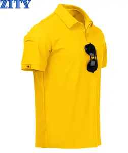 ZITY Mens Yellow Polo Shirt Short Sleeve Sports Tactical T-Shirt Athletic Golf Polos Daily Casual Stylish Collared Shirts with Sunglasses Design No Warranty