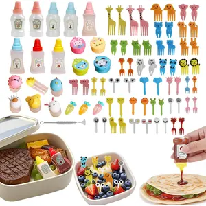 81 count Bento Box Accessories, Including Mini Ketchup Bottles Squeeze, Condiment Squeeze Bottles, Sauce Container, Cute  Picks for Office, Picnic, Salad Dressing, Honey,Travel, Lunch box