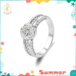 EOM Moissanite Waterproof 1.5ct Fortune Glow Oval Ring Wedding Engagement Anniversary Valentine's Day Romantic Elegant Gift Daily Wear for Women