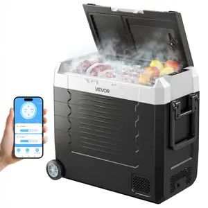 【DealsForYouDays】VEVOR Dual-Zone Mini Fridge, 58 QT Large Portable Power Saving Compressor Cooler, DC 12/24V AC 100-240V, -4°F to 68°F, APP Control, Wheels, for RVs, Camping, Dual-Zone Mini Fridges, Large Portable Mini Fridges