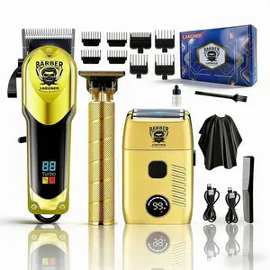 Professional Electric Barber Clippers Set, 1 Set USB Rechargeable & Shaver & Accessories, Portable Hair Care Tool for Men