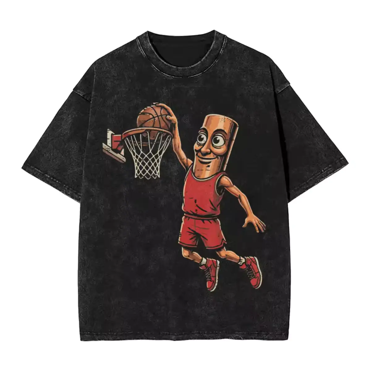 Sport Dunk Tung Tung Basketball Internet Meme Graphic Shirts, 100% Cotton Tee Unisex Casual Streetwear Top, Vintage Graphic Tee Short Sleeve For Men Women Daily Fashion Outfit