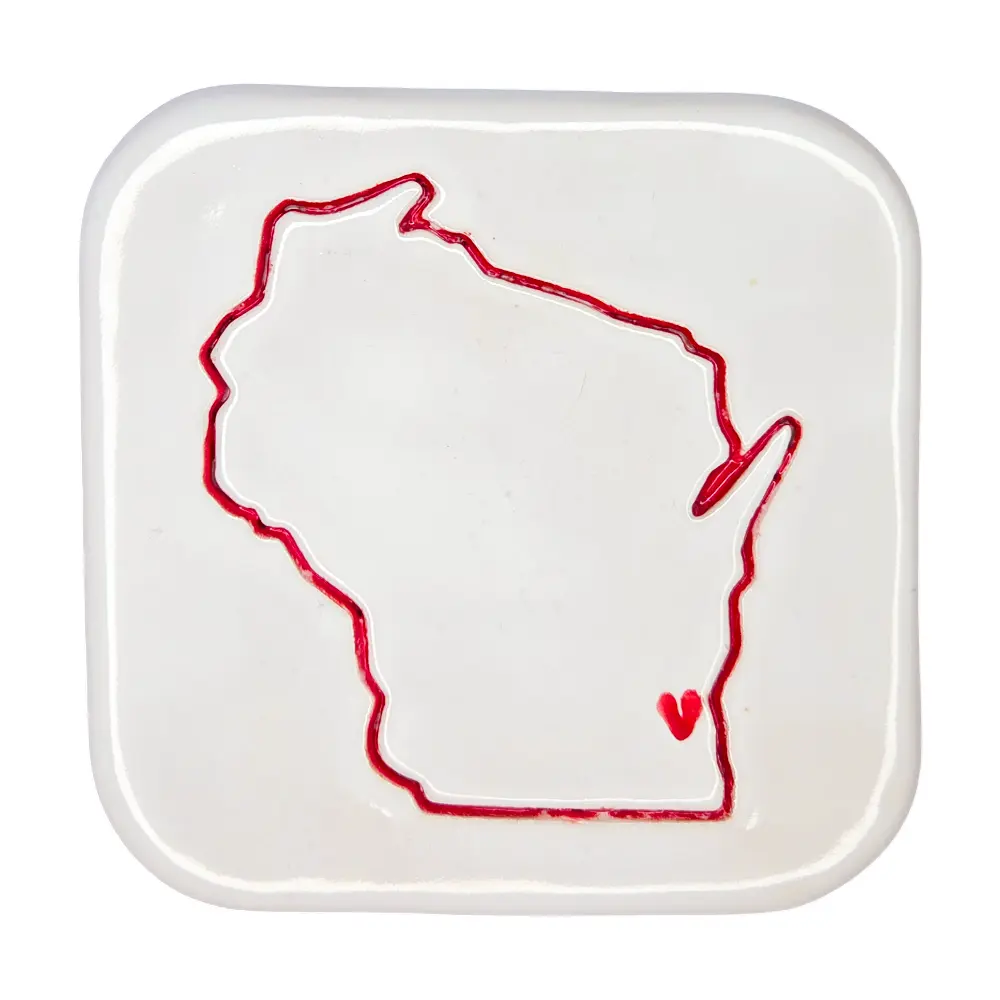 Wisconsin Handcrafted Custom Ceramic Coaster Set of 4