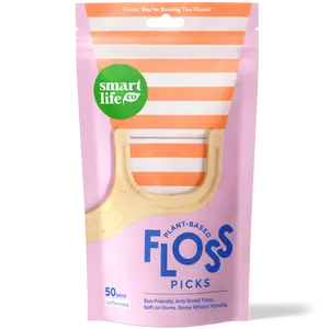 Biodegradable Floss Picks – Anti-Shred Dental Flossers For Adults & Kids, Eco-Friendly & Sustainable, Toothpick End, Vegan & PFA Free, Unflavored 50pk